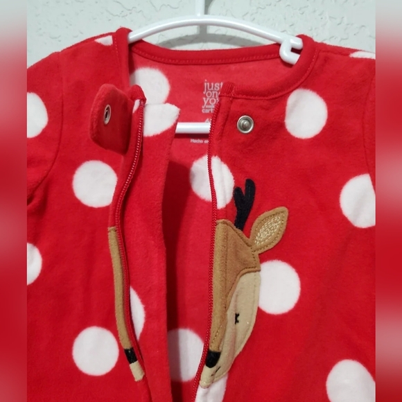 Just One You By Carter's Plush Baby Reindeer Footed Pjs Size 6 Months - Picture 5 of 11